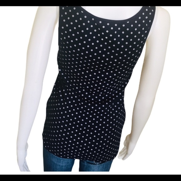 GAP Stretch Polka Dot Print Tank/Top Navy Blue Size Medium - Picture 8 of 12